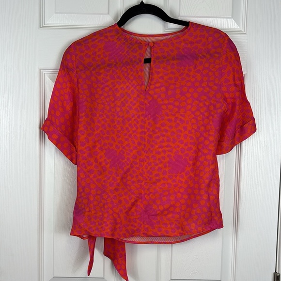 NWT Ted Baker Merrick deep pink orange integral tie front shirt xs - Picture 9 of 10